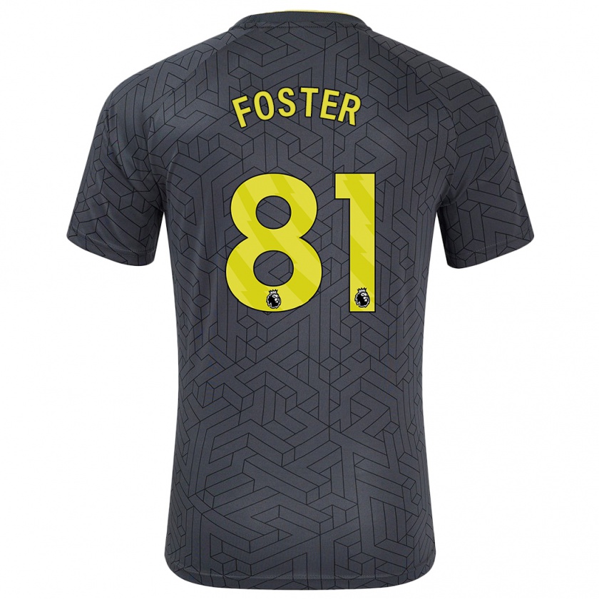 Kandiny Gyermek Harvey Foster #81 Fekete Sárga Idegenbeli Jersey 2024/25 Mez Póló Ing