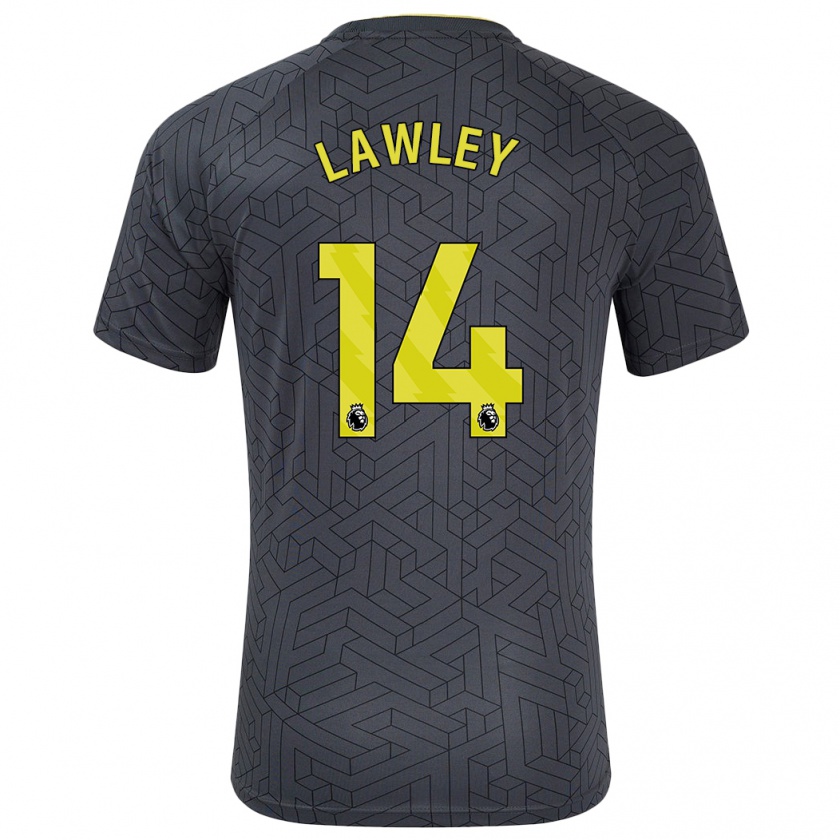 Kandiny Gyermek Melissa Lawley #14 Fekete Sárga Idegenbeli Jersey 2024/25 Mez Póló Ing