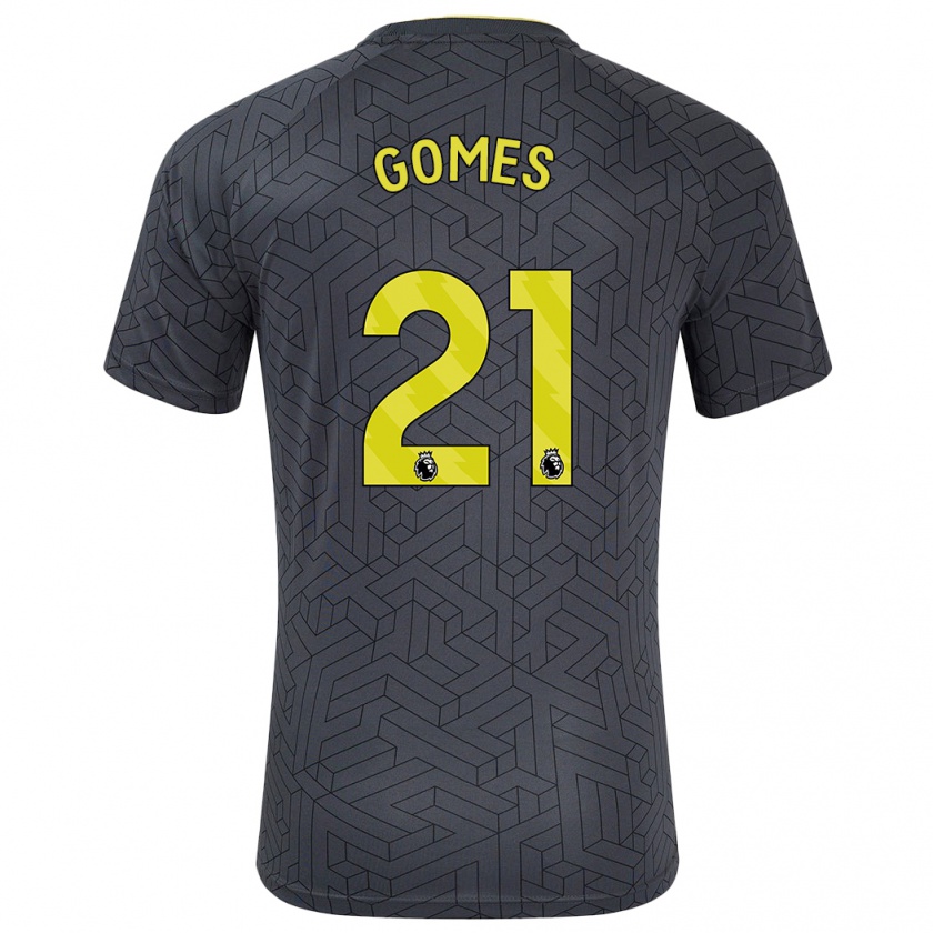 Kandiny Gyermek André Gomes #21 Fekete Sárga Idegenbeli Jersey 2024/25 Mez Póló Ing