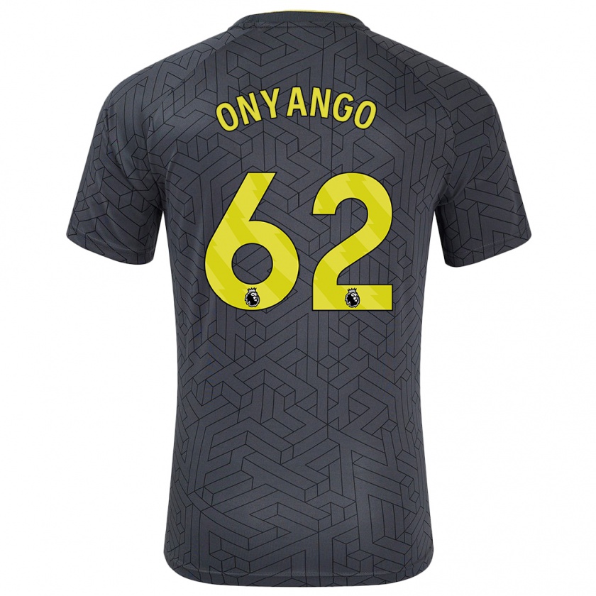 Kandiny Gyermek Tyler Onyango #62 Fekete Sárga Idegenbeli Jersey 2024/25 Mez Póló Ing