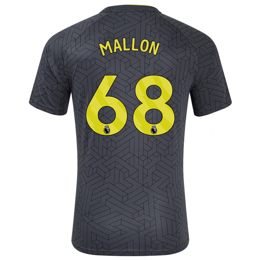 Kandiny Gyermek Mathew Mallon #68 Fekete Sárga Idegenbeli Jersey 2024/25 Mez Póló Ing