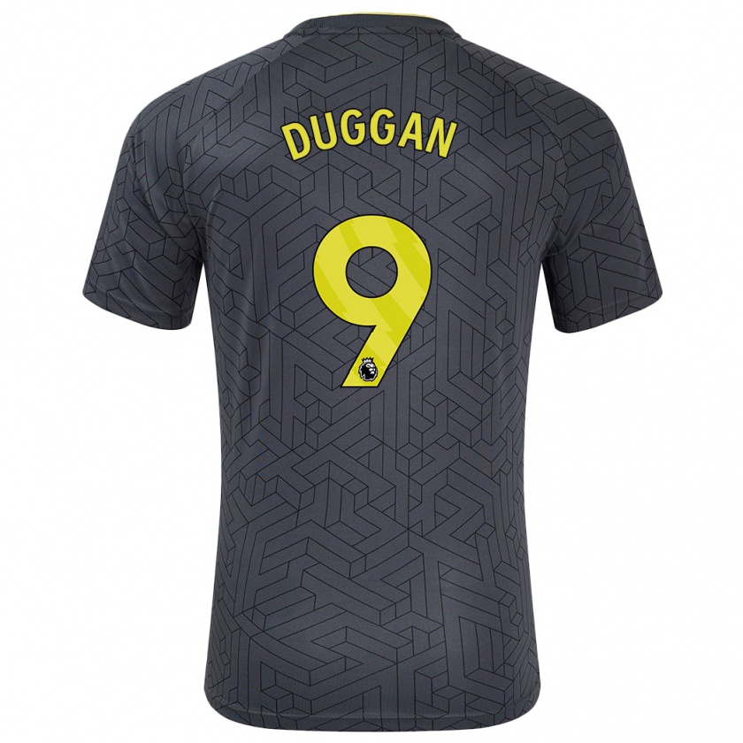 Kandiny Gyermek Toni Duggan #9 Fekete Sárga Idegenbeli Jersey 2024/25 Mez Póló Ing