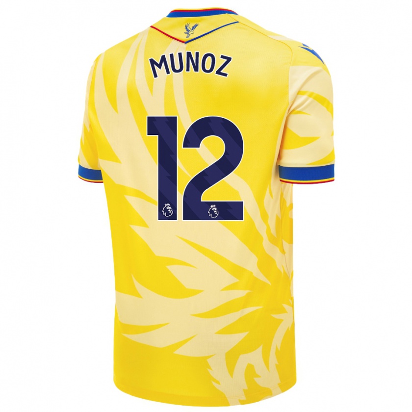 Kandiny Gyermek Daniel Muñoz #12 Sárga Idegenbeli Jersey 2024/25 Mez Póló Ing