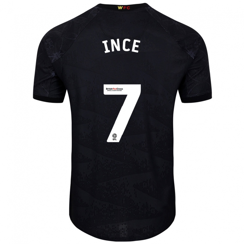 Kandiny Gyermek Tom Ince #7 Fekete Fehér Idegenbeli Jersey 2024/25 Mez Póló Ing