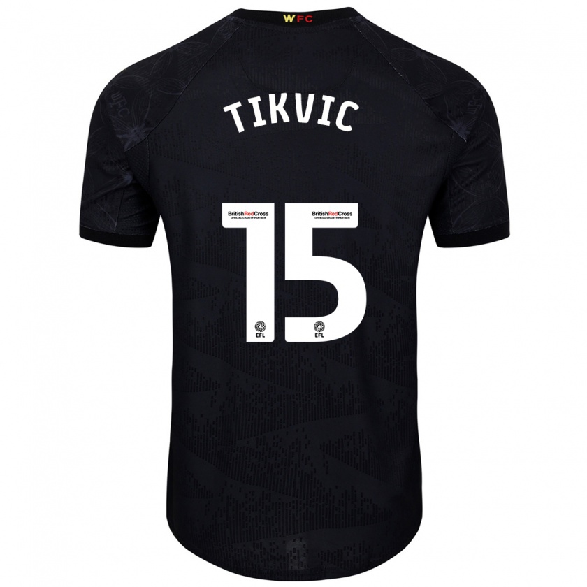 Kandiny Gyermek Antonio Tikvic #15 Fekete Fehér Idegenbeli Jersey 2024/25 Mez Póló Ing