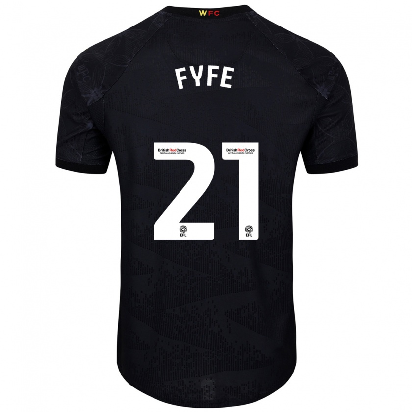 Kandiny Gyermek Flo Fyfe #21 Fekete Fehér Idegenbeli Jersey 2024/25 Mez Póló Ing