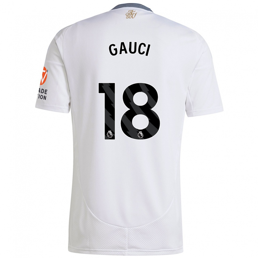 Kandiny Gyermek Joe Gauci #18 Fehér Idegenbeli Jersey 2024/25 Mez Póló Ing