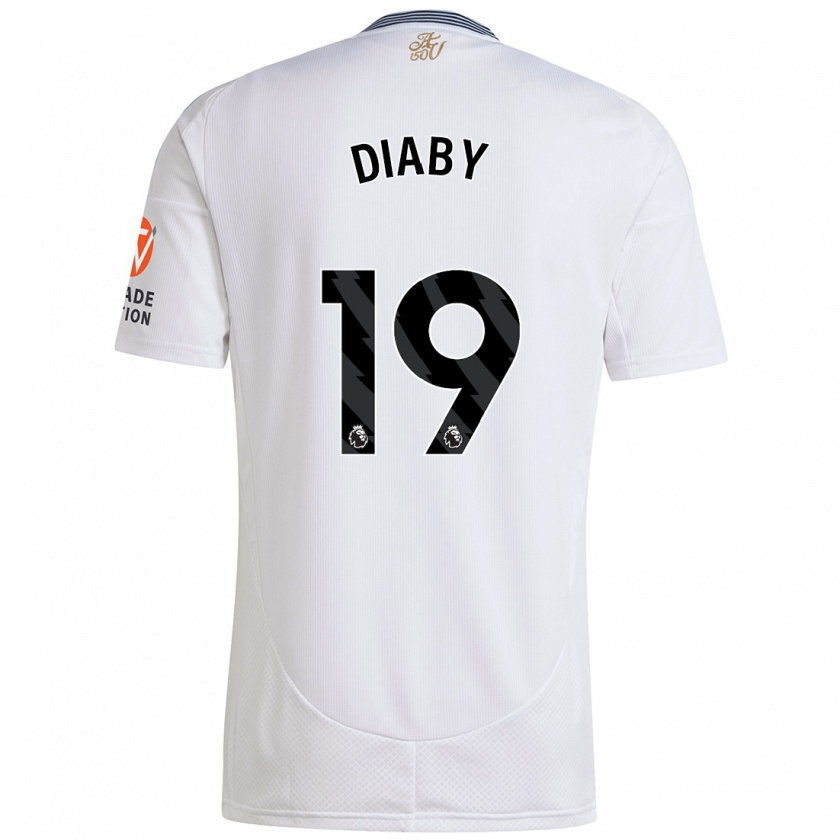 Kandiny Gyermek Moussa Diaby #19 Fehér Idegenbeli Jersey 2024/25 Mez Póló Ing