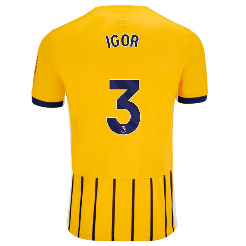 Kandiny Gyermek Igor #3 Arany Kék Csíkos Idegenbeli Jersey 2024/25 Mez Póló Ing