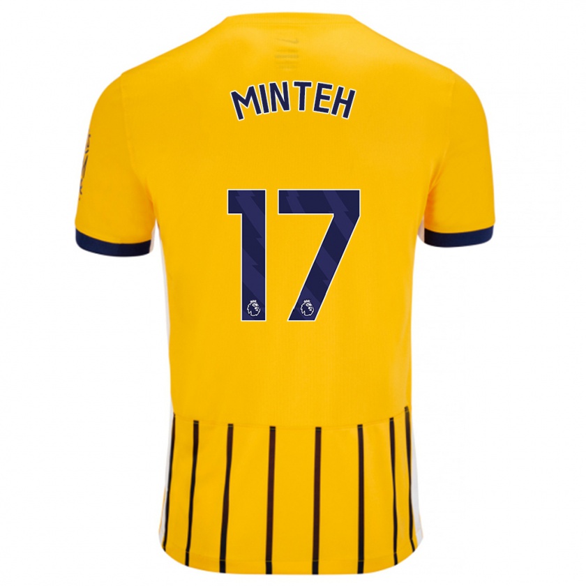 Kandiny Gyermek Yankuba Minteh #17 Arany Kék Csíkos Idegenbeli Jersey 2024/25 Mez Póló Ing