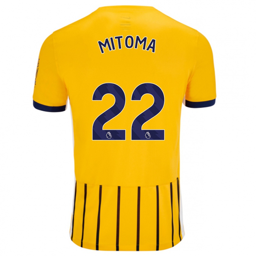 Kandiny Gyermek Kaoru Mitoma #22 Arany Kék Csíkos Idegenbeli Jersey 2024/25 Mez Póló Ing