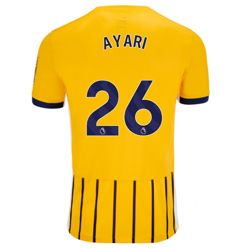 Kandiny Gyermek Yasin Ayari #26 Arany Kék Csíkos Idegenbeli Jersey 2024/25 Mez Póló Ing