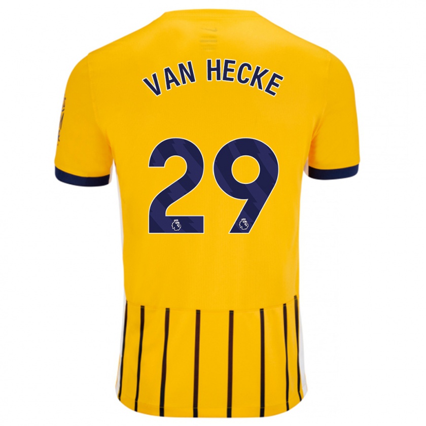 Kandiny Gyermek Jan Paul Van Hecke #29 Arany Kék Csíkos Idegenbeli Jersey 2024/25 Mez Póló Ing