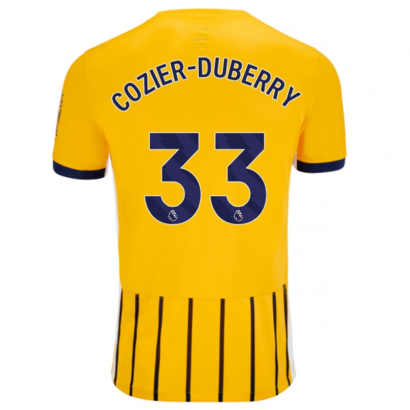 Kandiny Gyermek Amario Cozier-Duberry #33 Arany Kék Csíkos Idegenbeli Jersey 2024/25 Mez Póló Ing