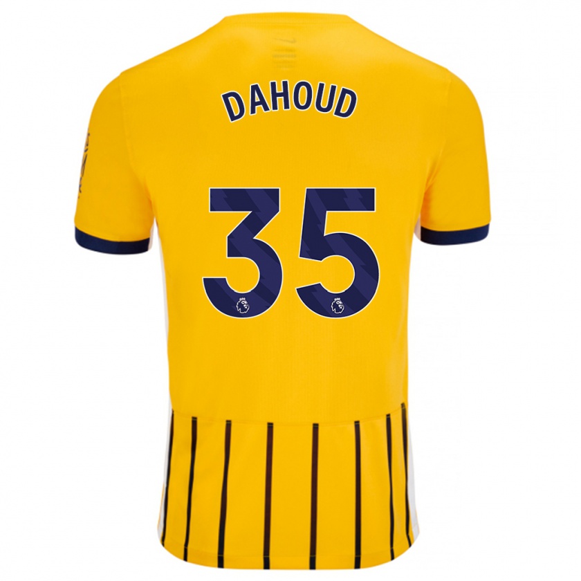 Kandiny Gyermek Mahmoud Dahoud #35 Arany Kék Csíkos Idegenbeli Jersey 2024/25 Mez Póló Ing