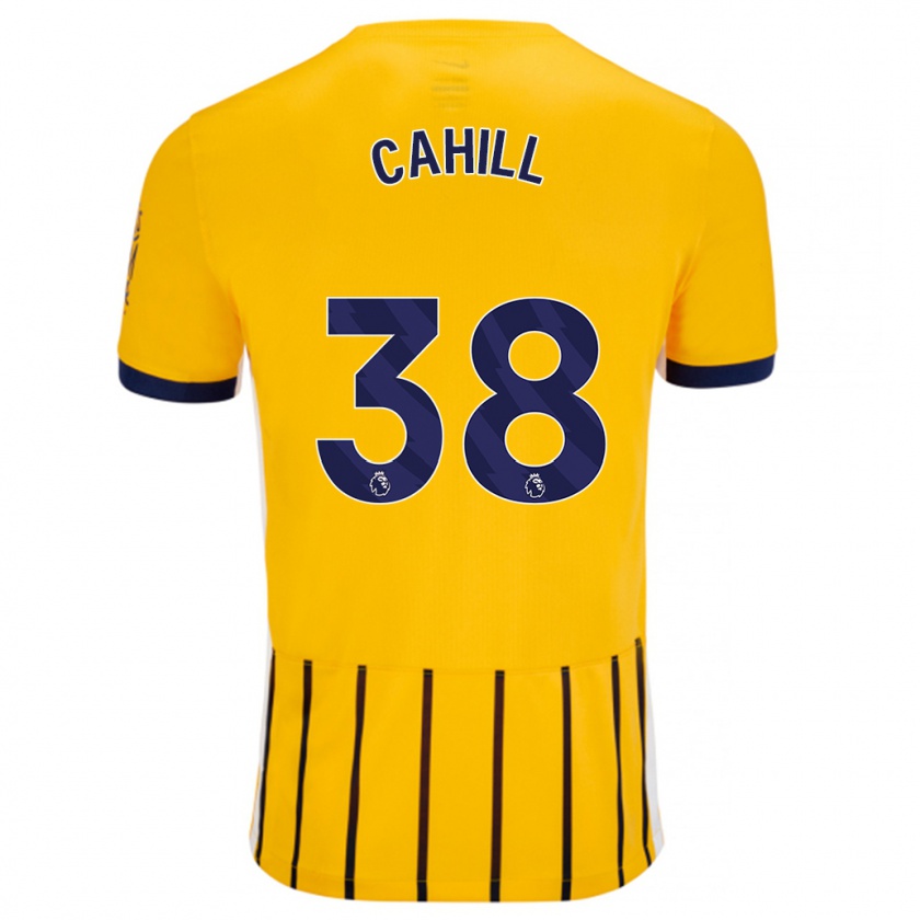 Kandiny Gyermek Killian Cahill #38 Arany Kék Csíkos Idegenbeli Jersey 2024/25 Mez Póló Ing