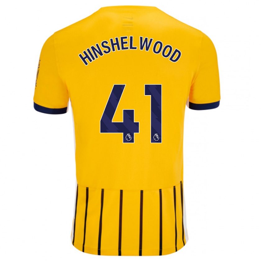 Kandiny Gyermek Jack Hinshelwood #41 Arany Kék Csíkos Idegenbeli Jersey 2024/25 Mez Póló Ing