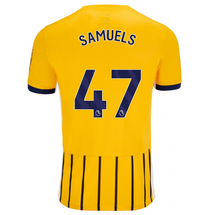 Kandiny Gyermek Imari Samuels #47 Arany Kék Csíkos Idegenbeli Jersey 2024/25 Mez Póló Ing