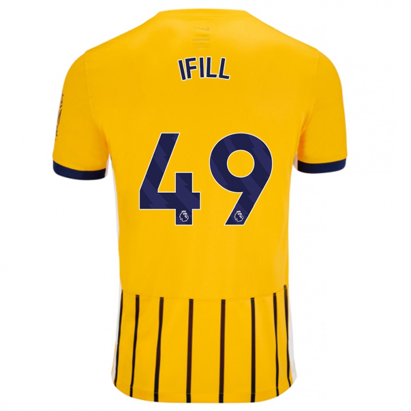 Kandiny Gyermek Marcus Ifill #49 Arany Kék Csíkos Idegenbeli Jersey 2024/25 Mez Póló Ing