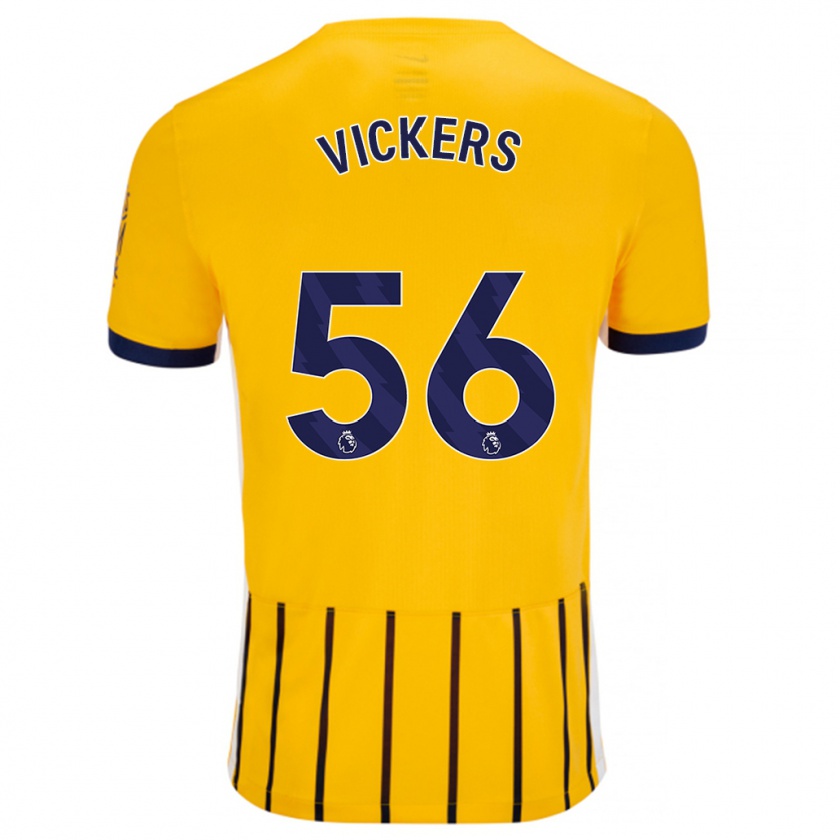 Kandiny Gyermek Caylan Vickers #56 Arany Kék Csíkos Idegenbeli Jersey 2024/25 Mez Póló Ing