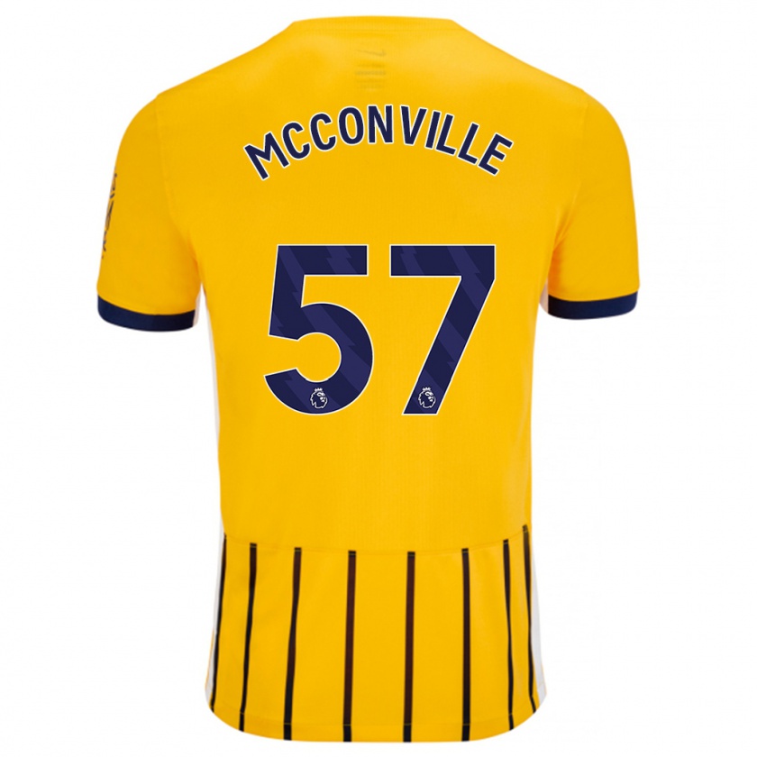 Kandiny Gyermek Ruairi Mcconville #57 Arany Kék Csíkos Idegenbeli Jersey 2024/25 Mez Póló Ing