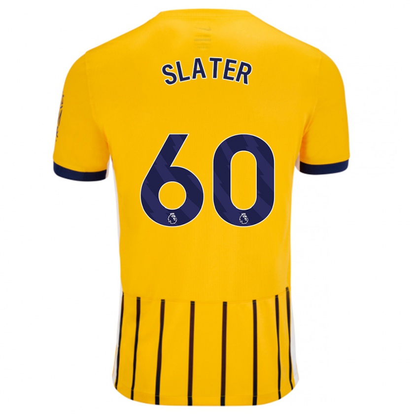 Kandiny Gyermek Jacob Slater #60 Arany Kék Csíkos Idegenbeli Jersey 2024/25 Mez Póló Ing