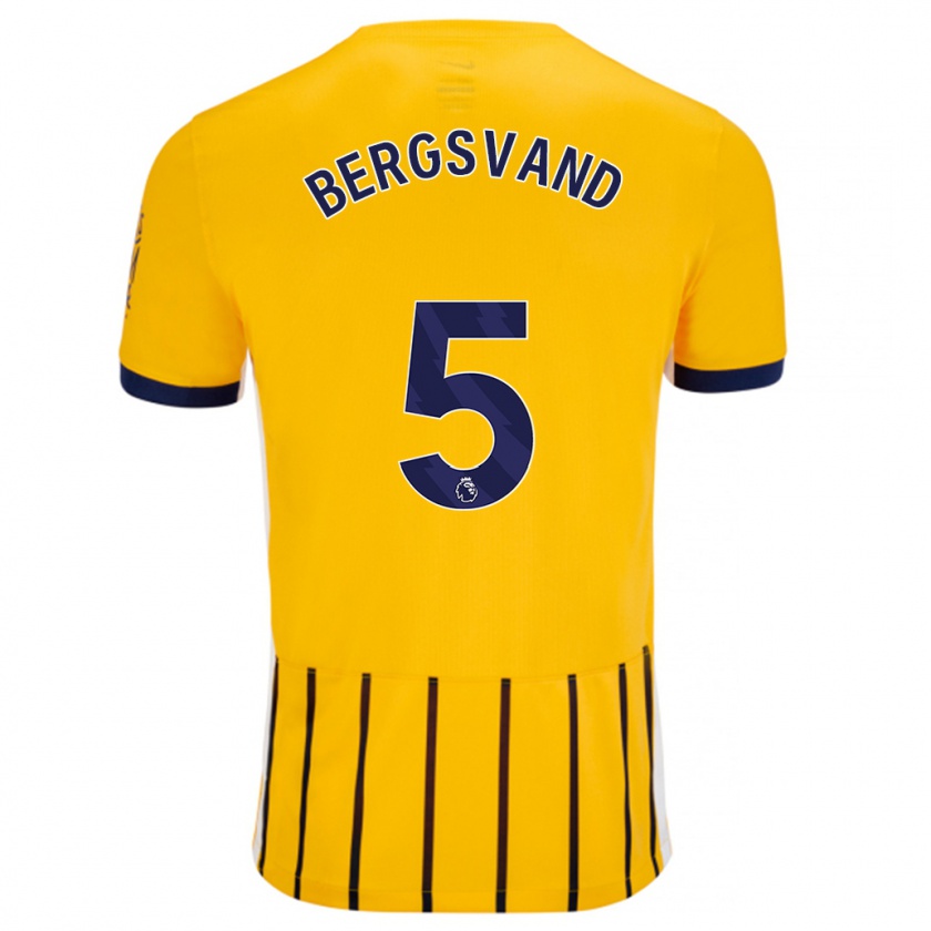 Kandiny Gyermek Guro Bergsvand #5 Arany Kék Csíkos Idegenbeli Jersey 2024/25 Mez Póló Ing