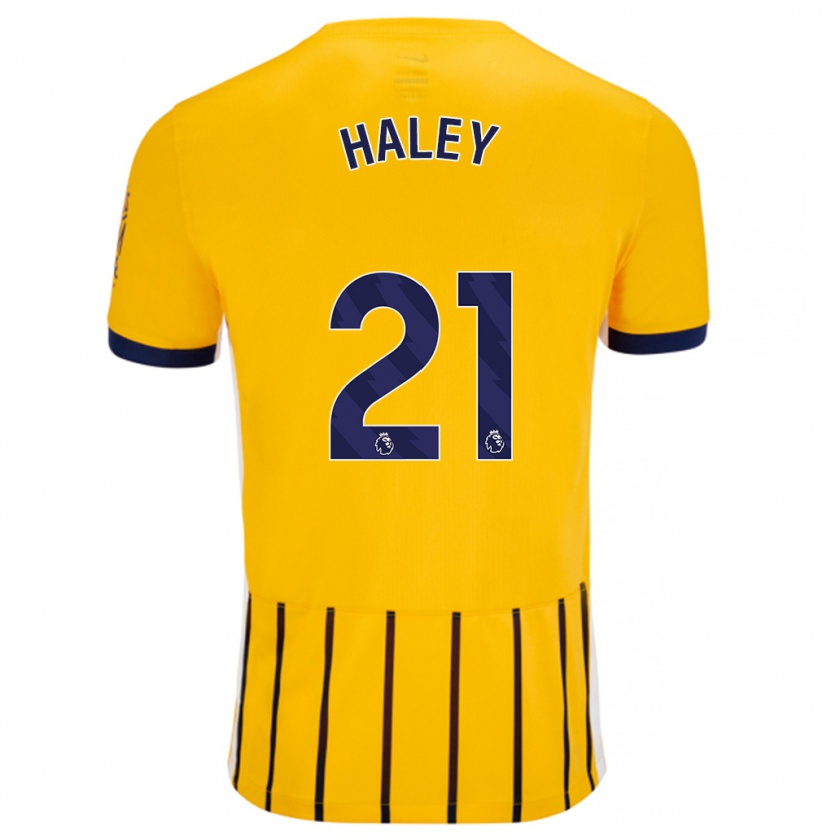 Kandiny Gyermek Madison Haley #21 Arany Kék Csíkos Idegenbeli Jersey 2024/25 Mez Póló Ing