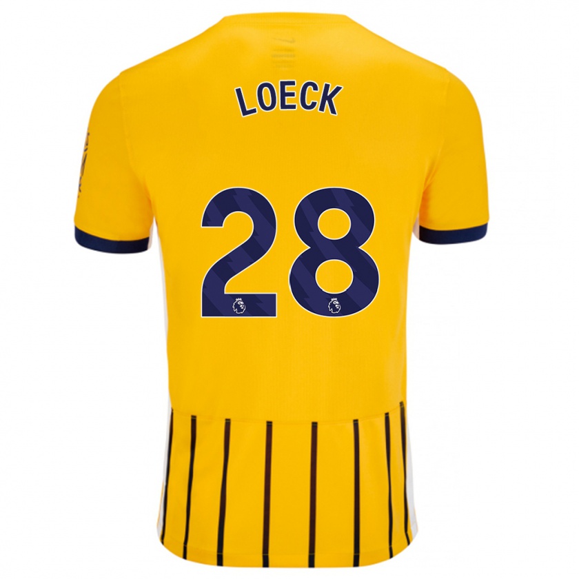 Kandiny Gyermek Melina Loeck #28 Arany Kék Csíkos Idegenbeli Jersey 2024/25 Mez Póló Ing