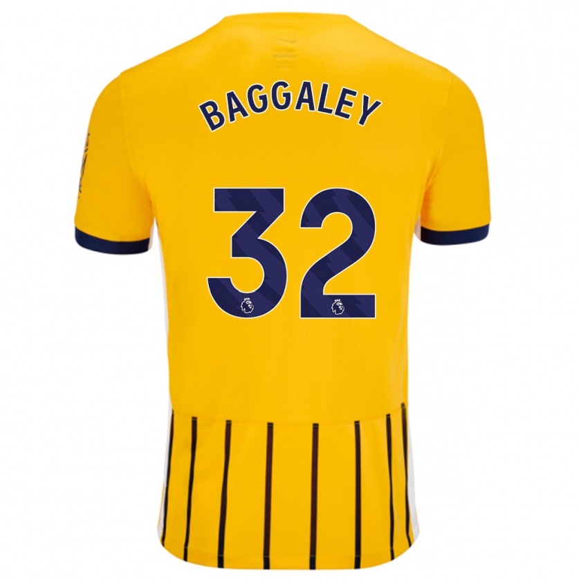 Kandiny Gyermek Sophie Baggaley #32 Arany Kék Csíkos Idegenbeli Jersey 2024/25 Mez Póló Ing