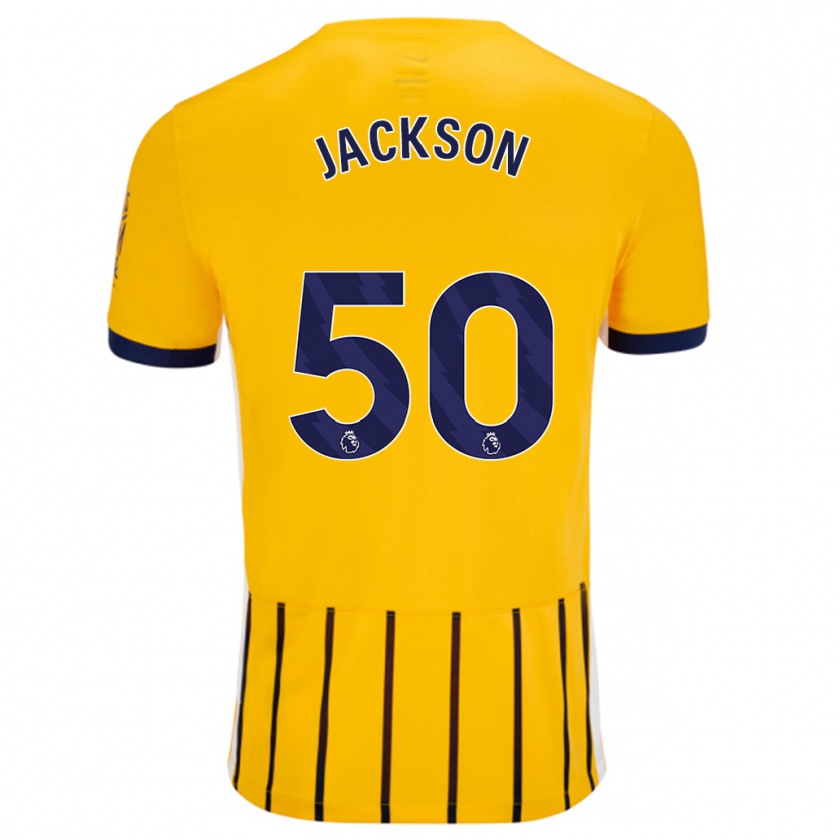 Kandiny Gyermek Ben Jackson #50 Arany Kék Csíkos Idegenbeli Jersey 2024/25 Mez Póló Ing