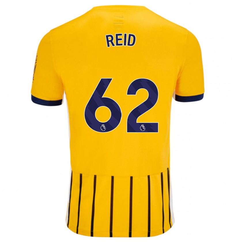 Kandiny Gyermek Tommy Reid #62 Arany Kék Csíkos Idegenbeli Jersey 2024/25 Mez Póló Ing