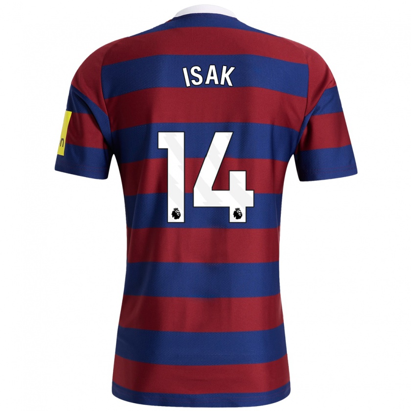 Kandiny Gyermek Alexander Isak #14 Bordó Sötétkék Idegenbeli Jersey 2024/25 Mez Póló Ing