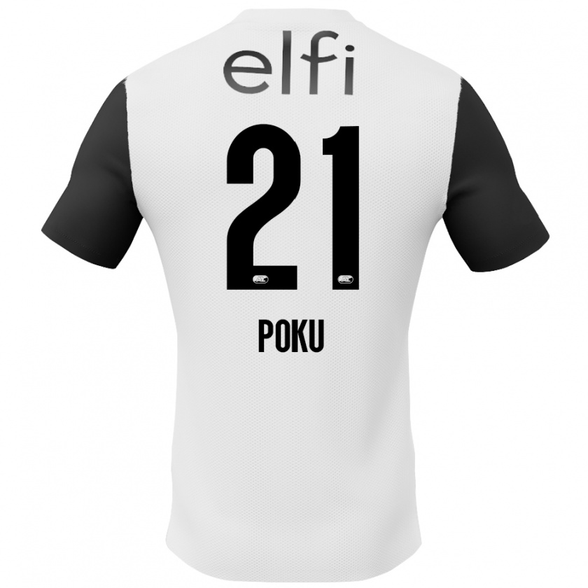 Kandiny Gyermek Ernest Poku #21 Fehér Fekete Idegenbeli Jersey 2024/25 Mez Póló Ing