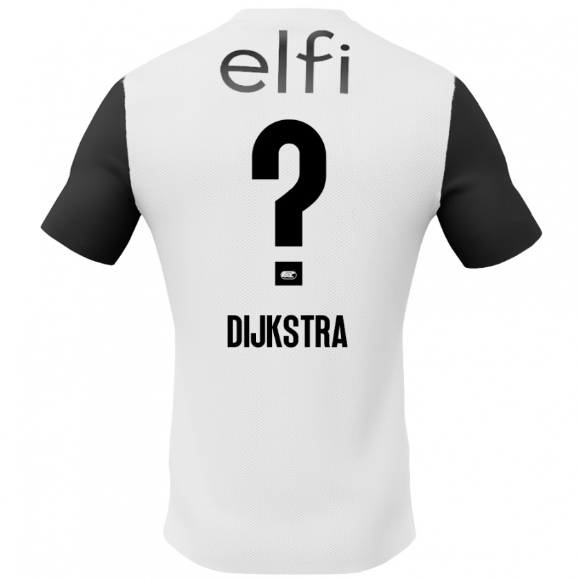 Kandiny Gyermek Elijah Dijkstra #0 Fehér Fekete Idegenbeli Jersey 2024/25 Mez Póló Ing