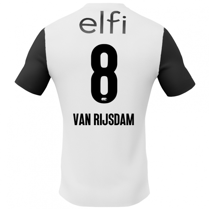 Kandiny Gyermek Julian Van Rijsdam #8 Fehér Fekete Idegenbeli Jersey 2024/25 Mez Póló Ing