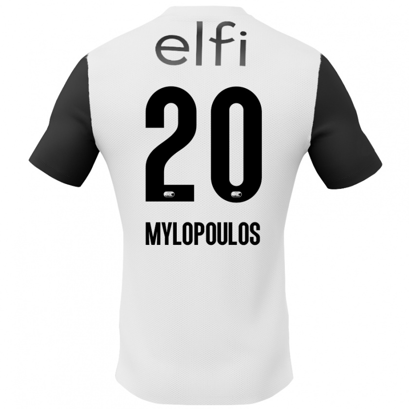 Kandiny Gyermek Marios Mylopoulos #20 Fehér Fekete Idegenbeli Jersey 2024/25 Mez Póló Ing