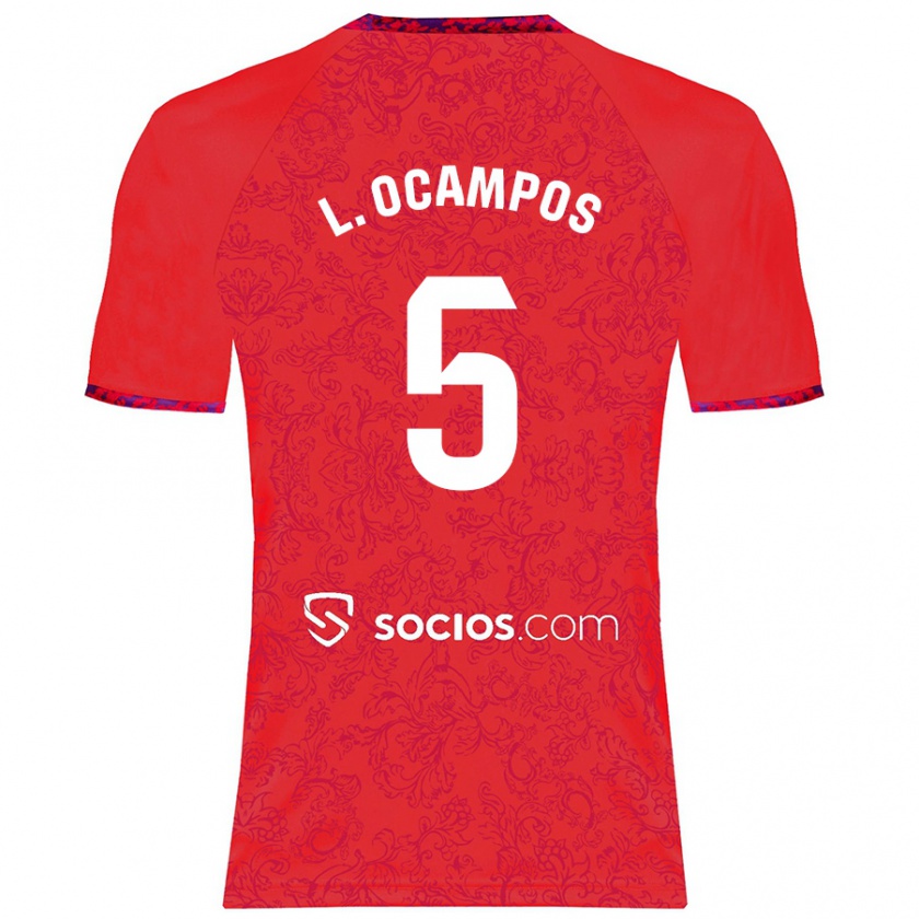 Kandiny Gyermek Lucas Ocampos #5 Piros Idegenbeli Jersey 2024/25 Mez Póló Ing