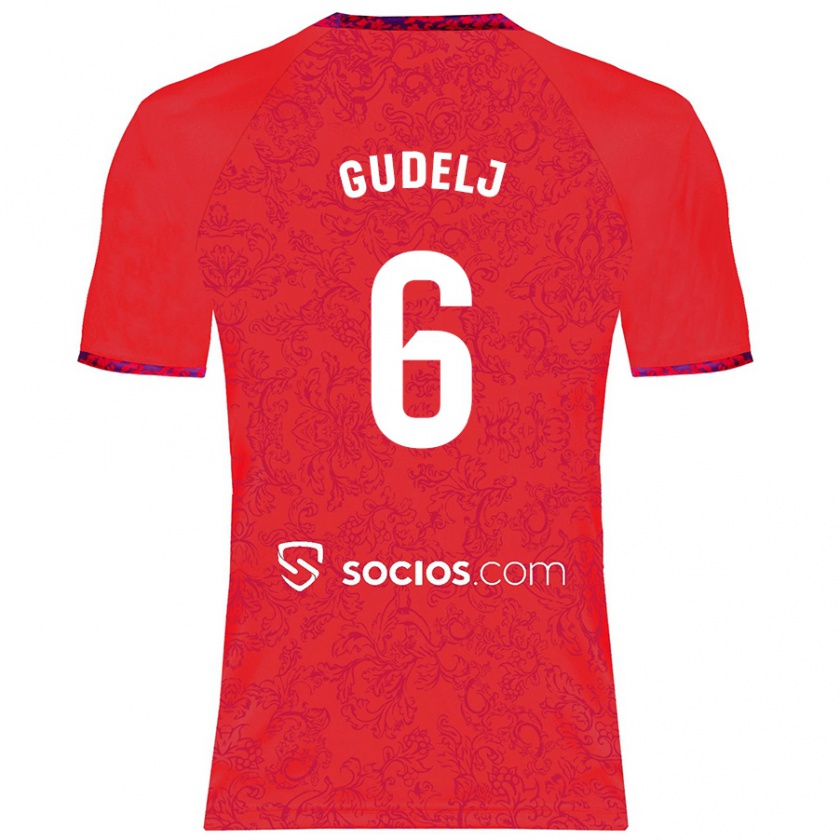 Kandiny Gyermek Nemanja Gudelj #6 Piros Idegenbeli Jersey 2024/25 Mez Póló Ing