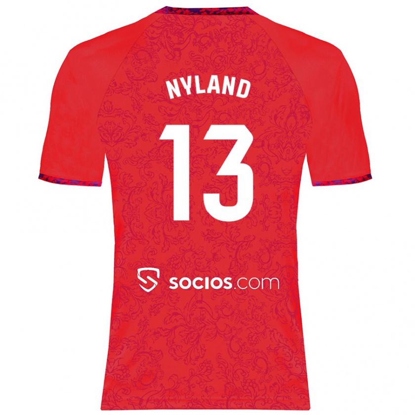 Kandiny Gyermek Ørjan Nyland #13 Piros Idegenbeli Jersey 2024/25 Mez Póló Ing