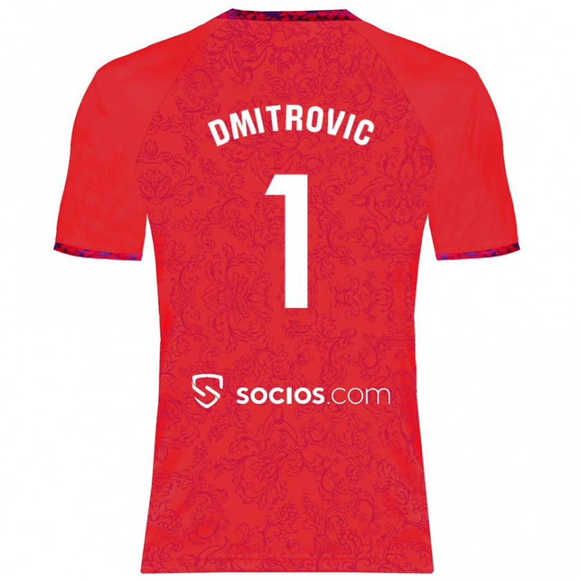 Kandiny Gyermek Marko Dmitrović #1 Piros Idegenbeli Jersey 2024/25 Mez Póló Ing