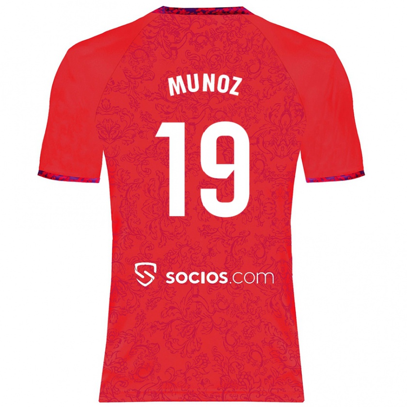 Kandiny Gyermek Iker Muñoz #19 Piros Idegenbeli Jersey 2024/25 Mez Póló Ing