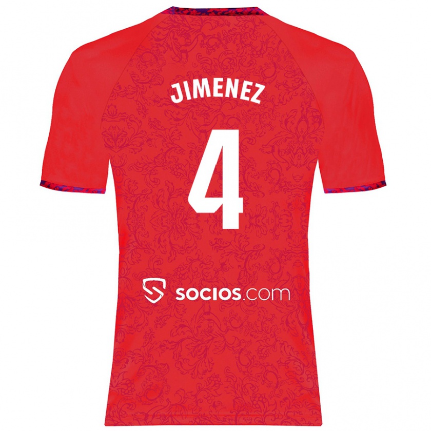 Kandiny Gyermek Diego Jiménez #4 Piros Idegenbeli Jersey 2024/25 Mez Póló Ing