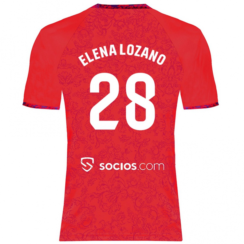 Kandiny Gyermek Elena Lozano Gallego #28 Piros Idegenbeli Jersey 2024/25 Mez Póló Ing