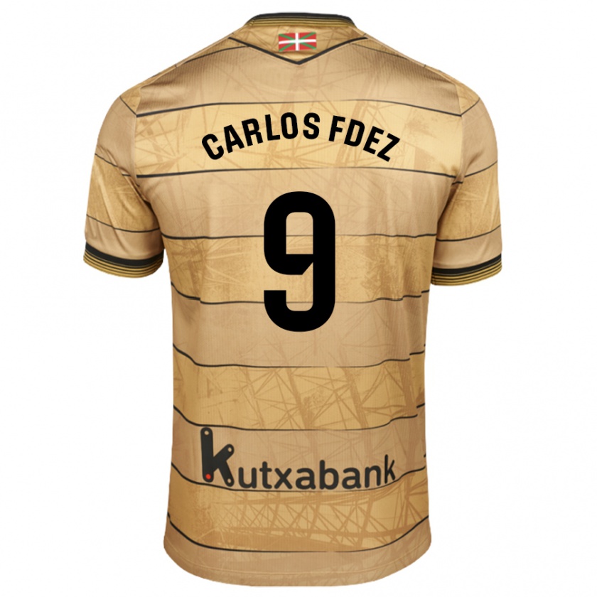 Kandiny Gyermek Carlos Fernández #9 Barna Idegenbeli Jersey 2024/25 Mez Póló Ing