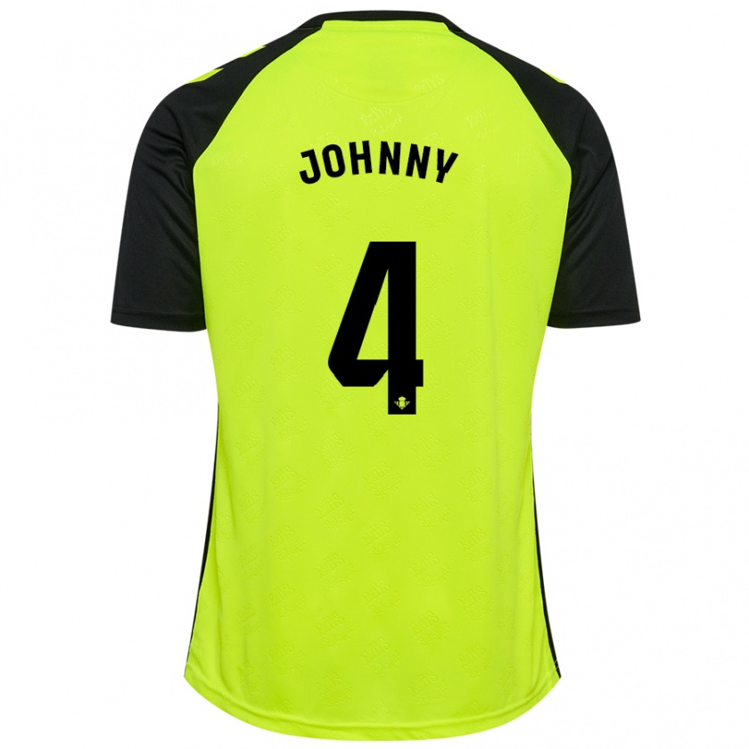 Kandiny Gyermek Johnny Cardoso #4 Fluoreszkáló Sárga Fekete Idegenbeli Jersey 2024/25 Mez Póló Ing