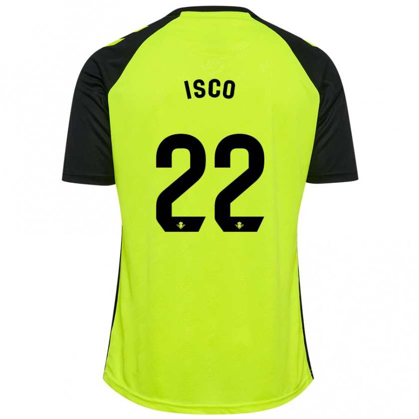 Kandiny Gyermek Isco #22 Fluoreszkáló Sárga Fekete Idegenbeli Jersey 2024/25 Mez Póló Ing