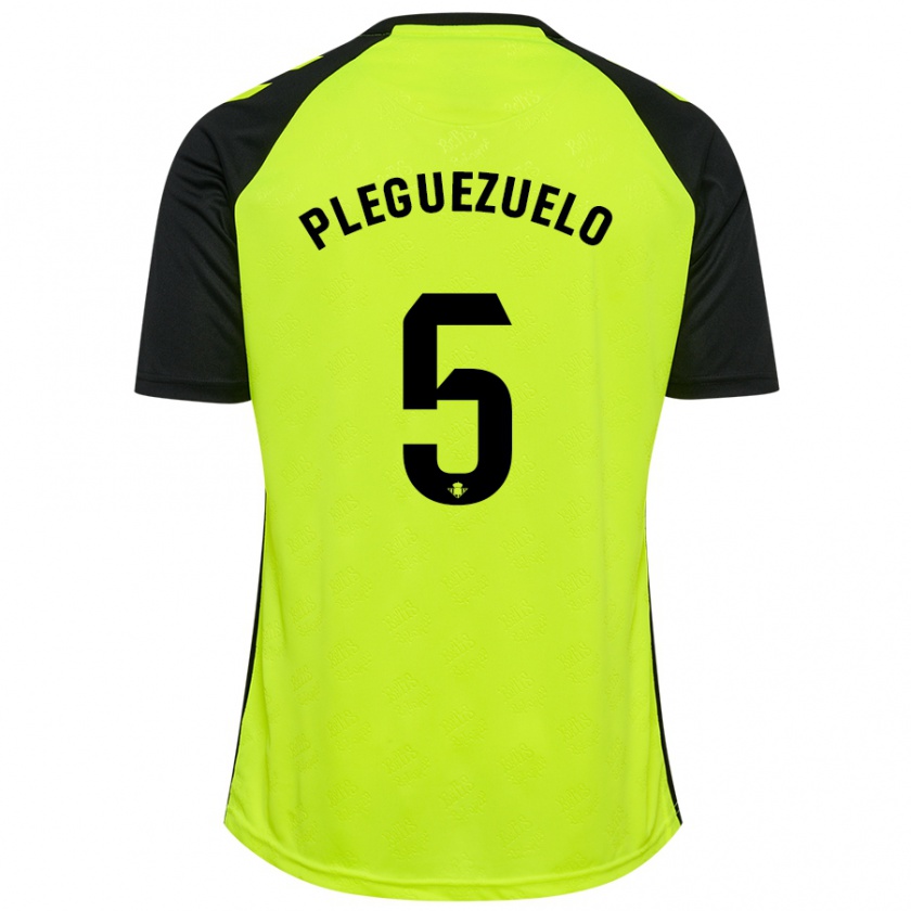 Kandiny Gyermek Xavi Pleguezuelo #5 Fluoreszkáló Sárga Fekete Idegenbeli Jersey 2024/25 Mez Póló Ing