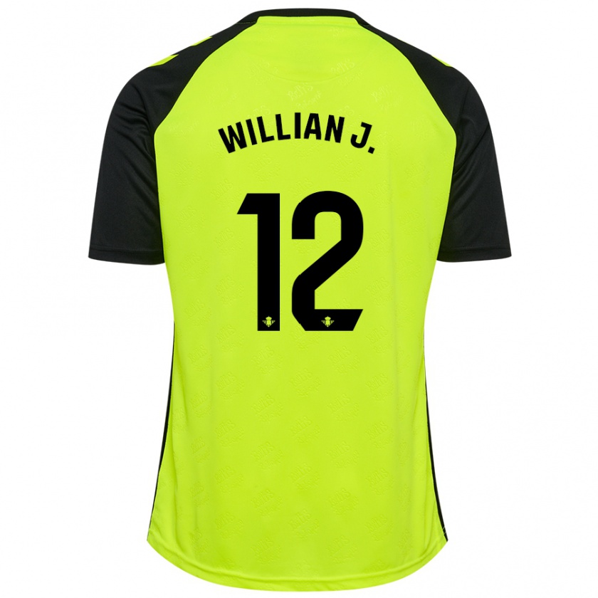 Kandiny Gyermek Willian José #12 Fluoreszkáló Sárga Fekete Idegenbeli Jersey 2024/25 Mez Póló Ing