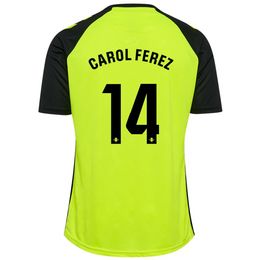 Kandiny Gyermek Carolina Férez Méndez #14 Fluoreszkáló Sárga Fekete Idegenbeli Jersey 2024/25 Mez Póló Ing